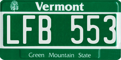 VT license plate LFB553