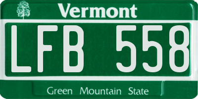 VT license plate LFB558