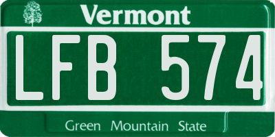 VT license plate LFB574