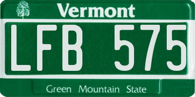 VT license plate LFB575