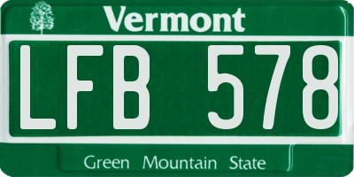 VT license plate LFB578