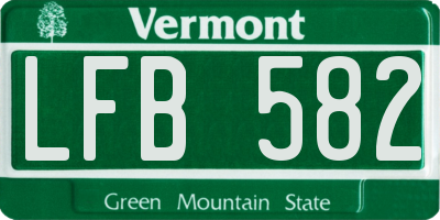 VT license plate LFB582