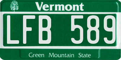 VT license plate LFB589