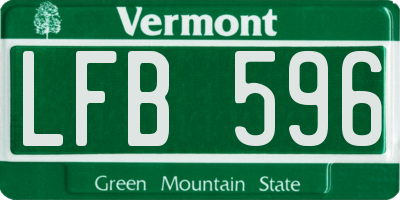 VT license plate LFB596