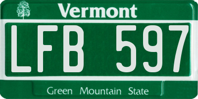 VT license plate LFB597