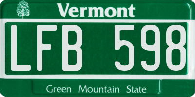 VT license plate LFB598