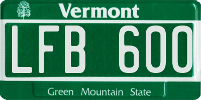 VT license plate LFB600