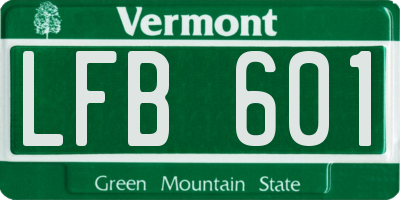 VT license plate LFB601