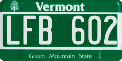 VT license plate LFB602
