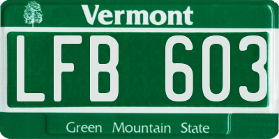 VT license plate LFB603