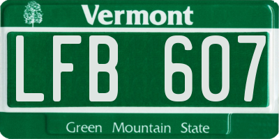VT license plate LFB607