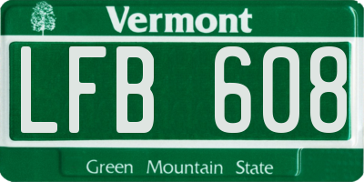 VT license plate LFB608