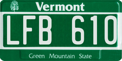 VT license plate LFB610