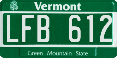 VT license plate LFB612