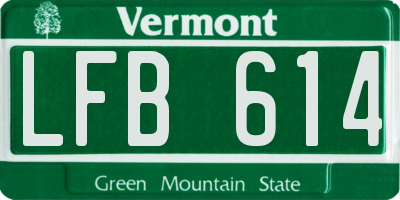 VT license plate LFB614