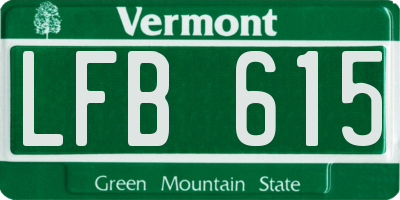 VT license plate LFB615