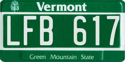VT license plate LFB617