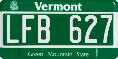 VT license plate LFB627