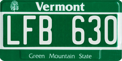 VT license plate LFB630