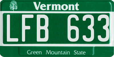 VT license plate LFB633