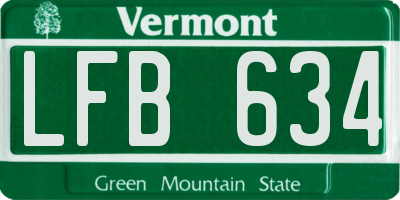 VT license plate LFB634