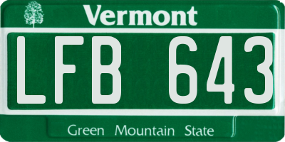 VT license plate LFB643