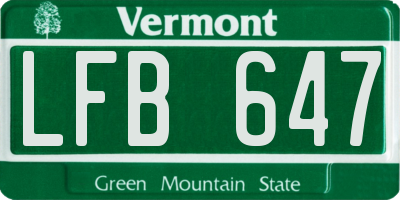 VT license plate LFB647