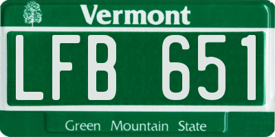 VT license plate LFB651