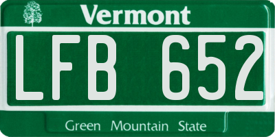 VT license plate LFB652