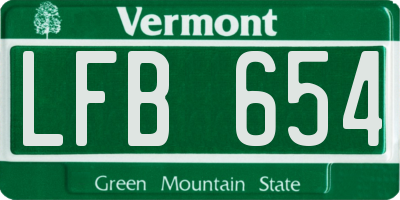 VT license plate LFB654