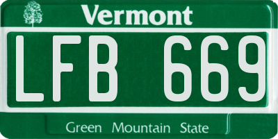 VT license plate LFB669