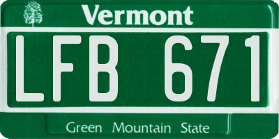 VT license plate LFB671