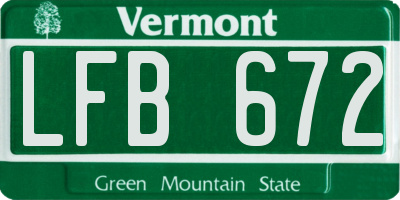 VT license plate LFB672