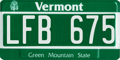 VT license plate LFB675
