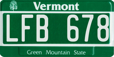 VT license plate LFB678