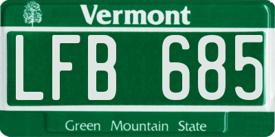VT license plate LFB685
