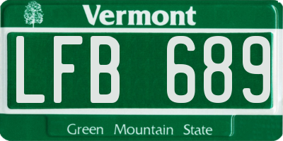 VT license plate LFB689