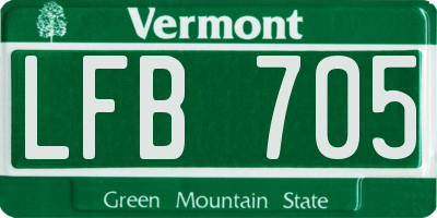 VT license plate LFB705