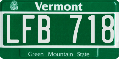 VT license plate LFB718