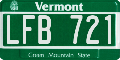 VT license plate LFB721