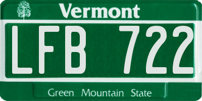VT license plate LFB722