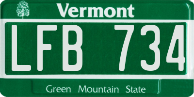 VT license plate LFB734