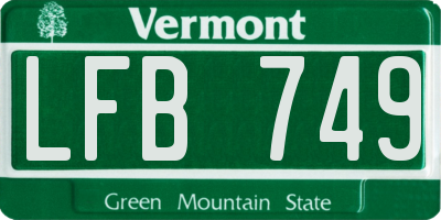 VT license plate LFB749