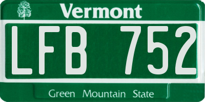 VT license plate LFB752