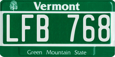 VT license plate LFB768