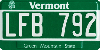 VT license plate LFB792