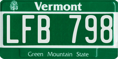 VT license plate LFB798
