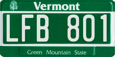 VT license plate LFB801