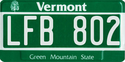 VT license plate LFB802