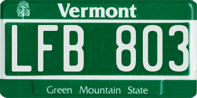 VT license plate LFB803
